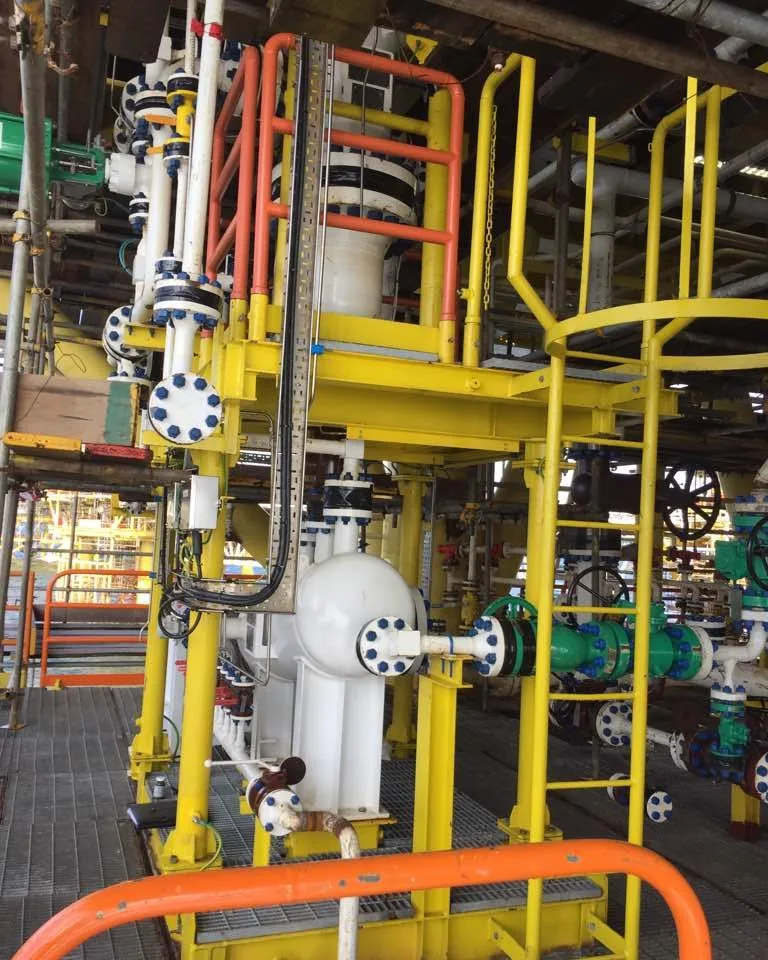 Sep-iSYS Desander installed on an offshore wellhead platform