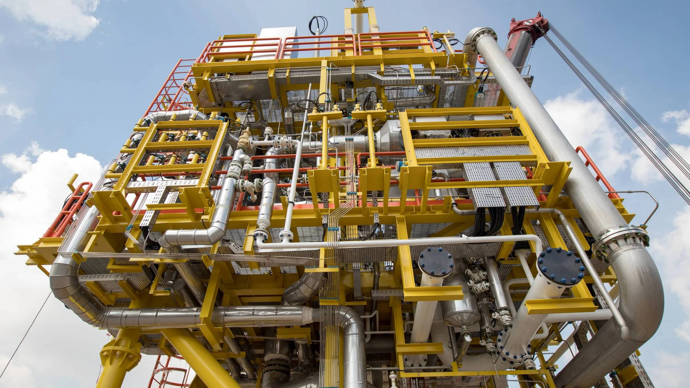 Enhanced LP-CRS module seen from below on load-out day at the fabrication yard