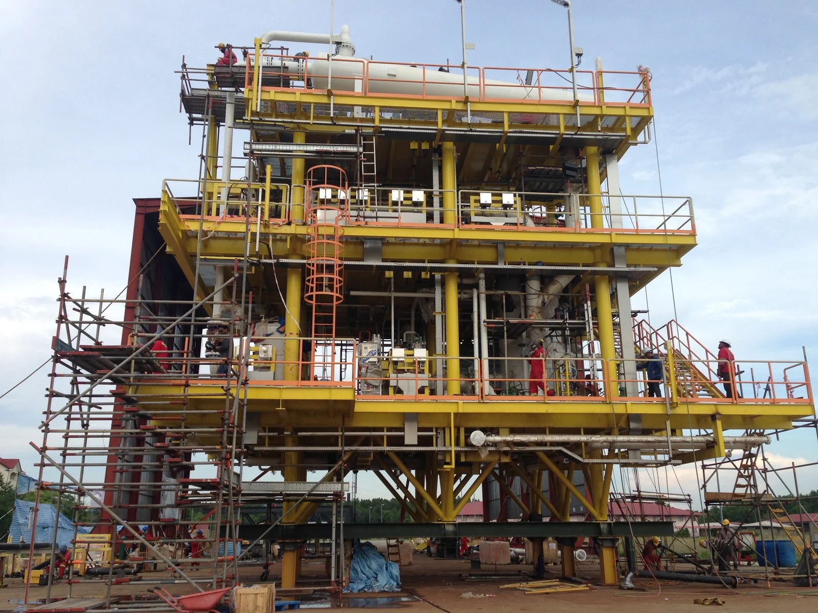 Earlier crude-stabilisation module in fabrication (2015), shown for context.